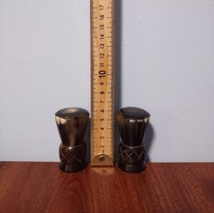 Vintage Viking Bovine Horn Salt And Pepper Shakers